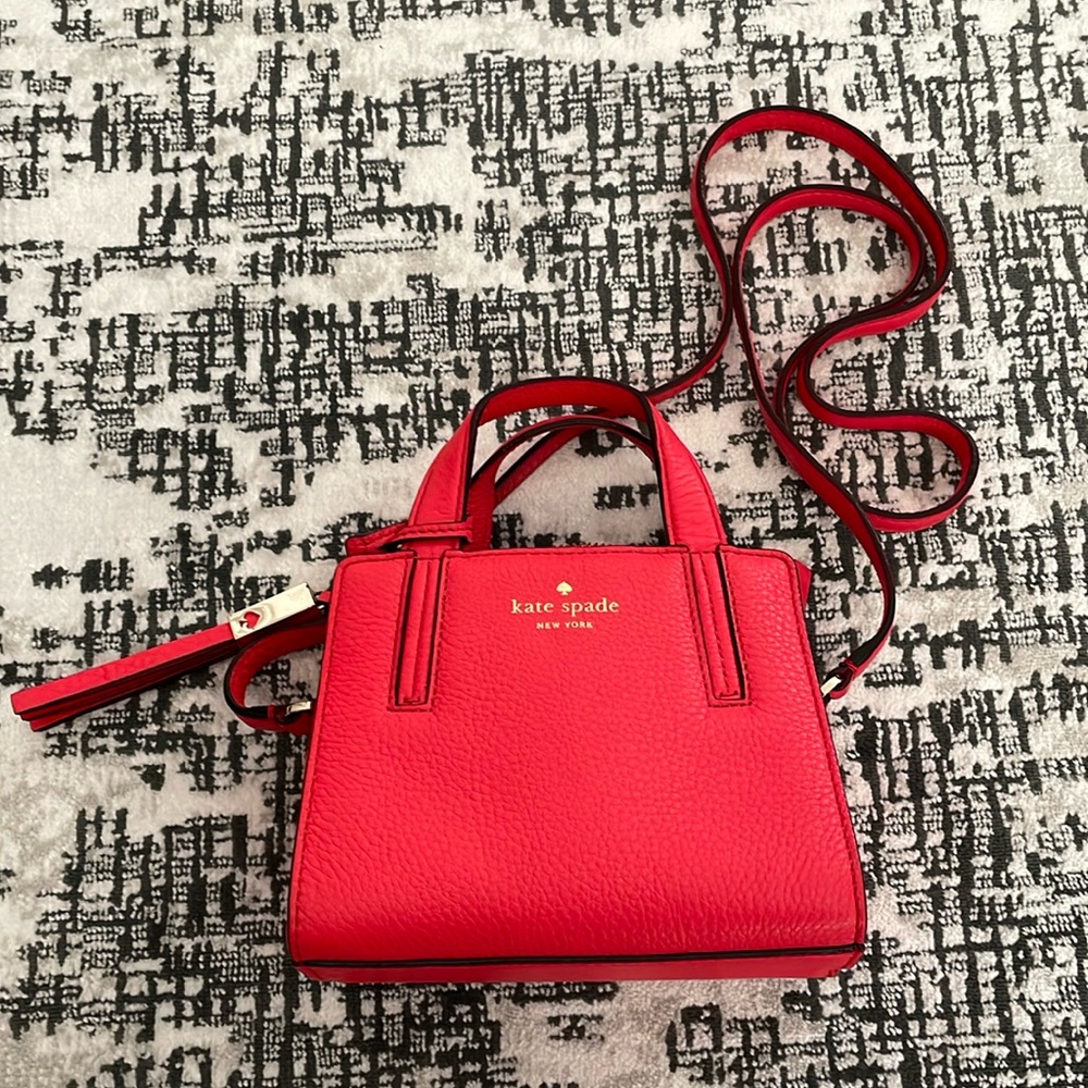 kate spade red mini crossbody tote